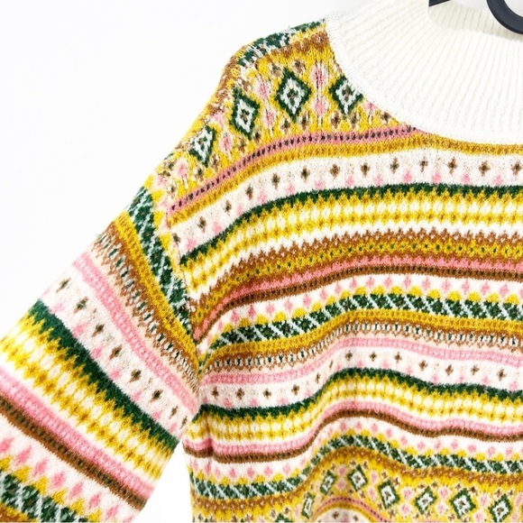 ✅ Talbots Fair Isle Scandinavian Inspired Turtleneck Knit Sweater SIZE MEDIUM - Picture 6 of 7